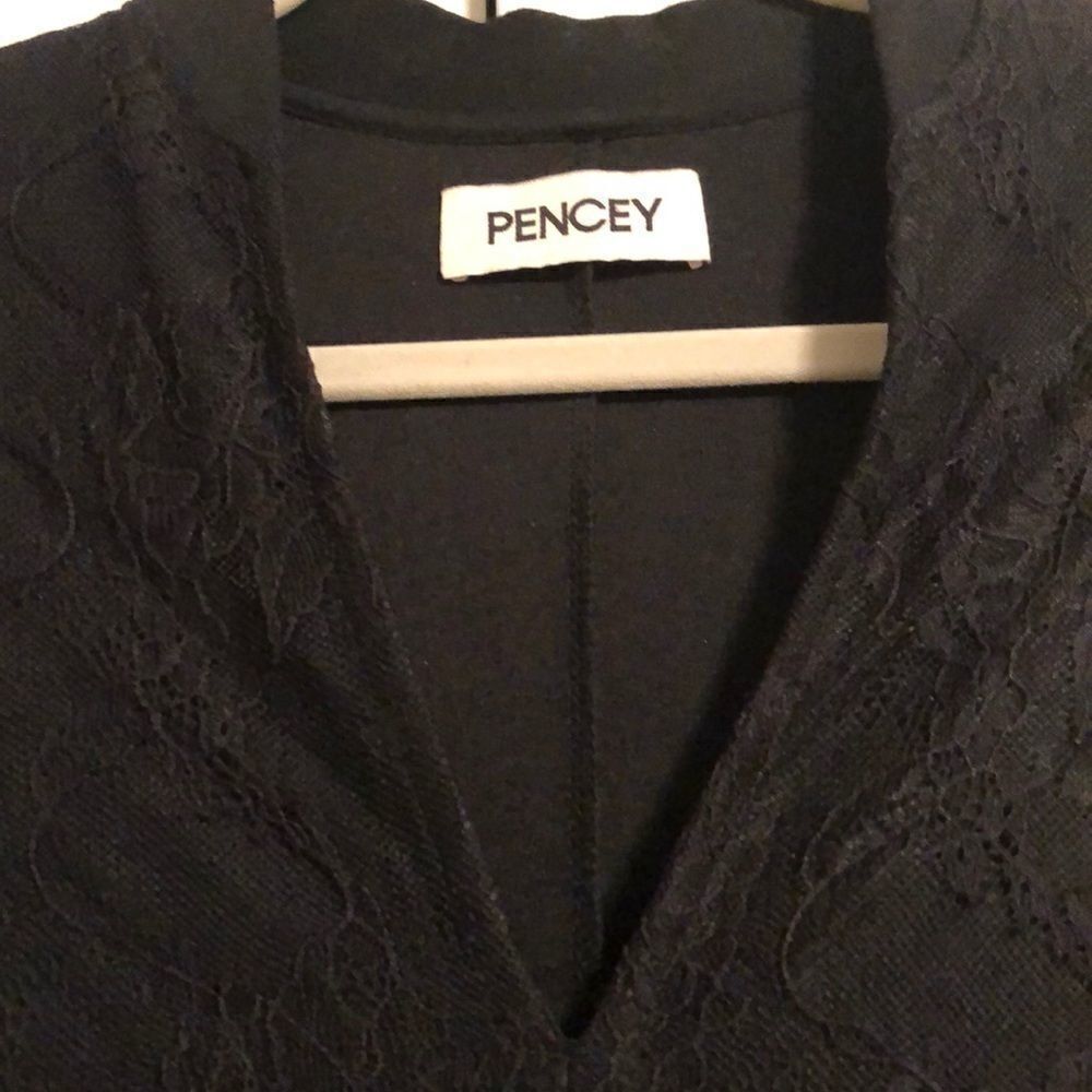 Pencey Black V Neck Half Lace Cap Sleeve Dress Size 4 - Picture 2 of 8